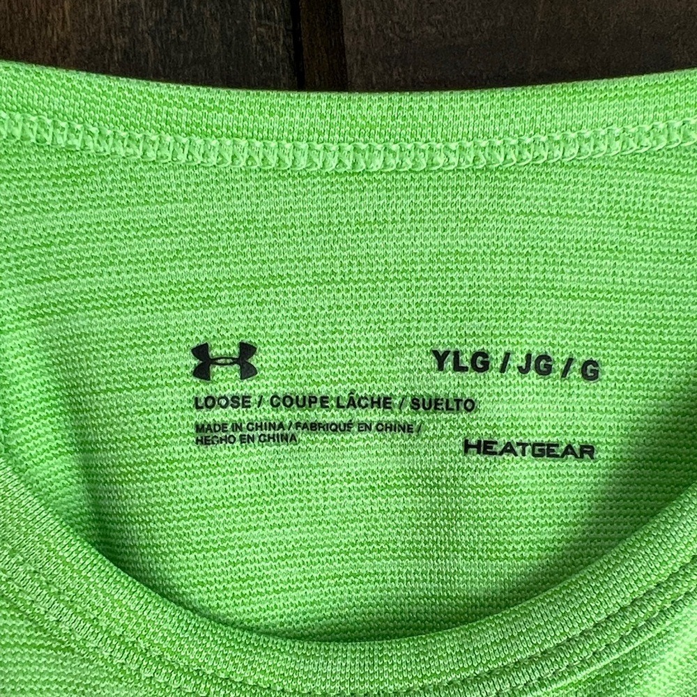Under Armour Youth Kids Lime Green HeatGear Space Dye Tank Top‎ Loose Fit YLG - Picture 4 of 6